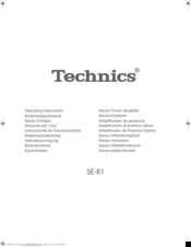 Technics SE-R1 Operating Instructions Manual