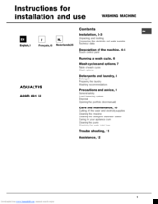 Hotpoint Ariston AQUALTIS AQ9D 691 U Instructions For Installation And Use Manual