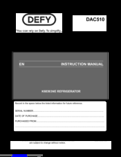 Defy DAC 510 Instruction Manual