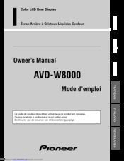 Pioneer AVD-W8000 Owner's Manual