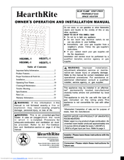 HearthRite HB30ML-1 Owner's Operation And Installation Manual