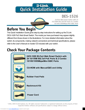 D-Link DES-1526 Quick Installation Manual