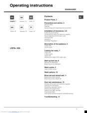 Hotpoint LSFA+ 935 Operating Instructions Manual