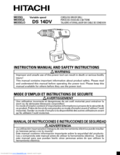 Hitachi DS 14DV Instruction Manual And Safety Instructions