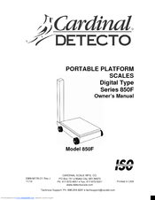 Cardinal Detecto 850F Series Owner's Manual
