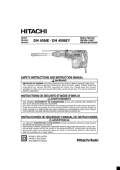 Hitachi DH 45MEY Safety Instructions And Instruction Manual