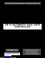 Automatic Technology CB-19 Installation Instructions Manual