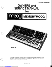 Moog Memorymoog 345 Owner's And Service Manual