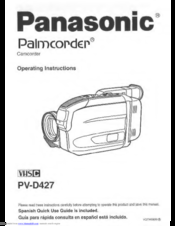 Panasonic Palmcorder PV-D427 Operating Instructions Manual