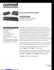 Comnet CLFEXCOAX Installation And Operation Manual