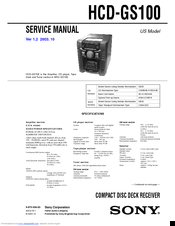 Sony HCD-GS100 - Mini Hi-fi Component System Service Manual