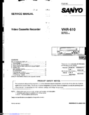 Sanyo VHR-610 Service Manual
