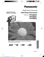 Panasonic Digital Paimcorder MultiCam PV-GS31 Operating Instructions Manual