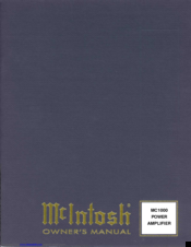 McIntosh MC1000 Owner's Manual