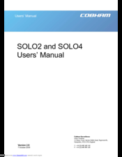COBHAM SOLO2 User Manual