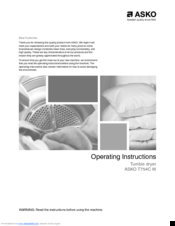 Asko T744W CD Operating Instructions Manual