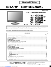 Sharp AQUOS LC-19SK25U Service Manual