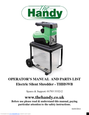 The Handy THHSWB Operator's Manual And Parts List
