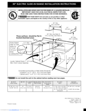 Frigidaire CPES3085KF Installation Instructions Manual