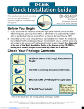D-Link DI-524UP Quick Installation Manual