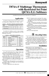 Honeywell Tradeline T874A-F Installation Instructions Manual