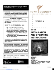 Town & Country Fireplaces TC54 SERIES DMODULAR Installation And Operating Instructions Manual