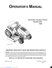 MTD 807 Operator's Manual