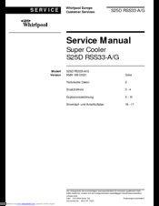 Whirlpool S25D RSS33-A/G Service Manual
