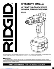 RIDGID R81030 Operator's Manual