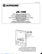 Aiphone JK-1HD Installation & Operation Manual