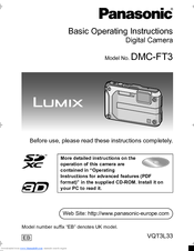 Panasonic DMC-FT3 Basic Operating Instructions Manual