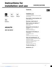 Hotpoint AQUALTIS AQ114D 697D Instructions For Installation And Use Manual