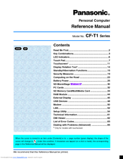 Panasonic CF-T1 Series Reference Manual