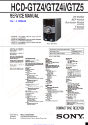 Sony HCD-GTZ4i - Compact Disc Receiver Component Service Manual