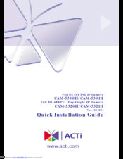 ACTi CAM-5301H Quick Installation Manual