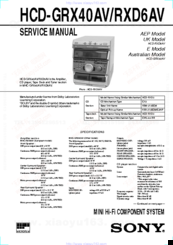 Sony HCD-RXD6AV Service Manual