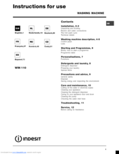 Indesit win 110 Instructions For Use Manual