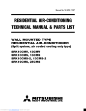 Mitsubishi Heavy Industries SRK10CMS-2 Technical Manual & Parts List