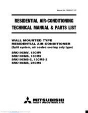 Mitsubishi Heavy Industries SRK13CMV Technical Manual & Parts List