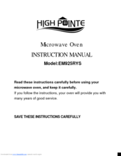 high pointe EM925RYS Instruction Manual