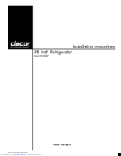 Dacor EF36BNN Installation Instructions Manual