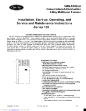 Carrier 58DLA Installation, Start-Up, Operating And Service And Maintenance Instructions