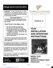 Town & Country Fireplaces D Series Installation And Operating Instructions Manual