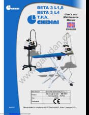 Ghidini Benvenuto BETA 3 L1.8 User And Maintenance Manual