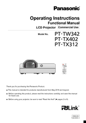 Panasonic PT-TW342 Operation Instructions Manual