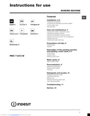 Indesit PWC 71272 W Instructions For Use Manual