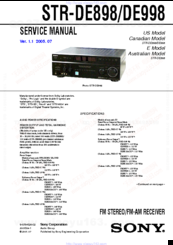 Sony STR-DE898 - Fm Stereo / Fm-am Receiver Service Manual