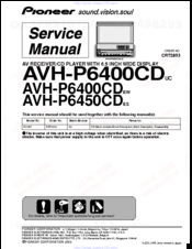 Pioneer AVH-P6400CD EW Service Manual