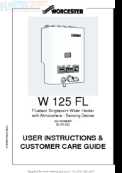 Worcester W 125 FL User Instructions