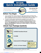 D-Link DI-604UP Quick Install Manual